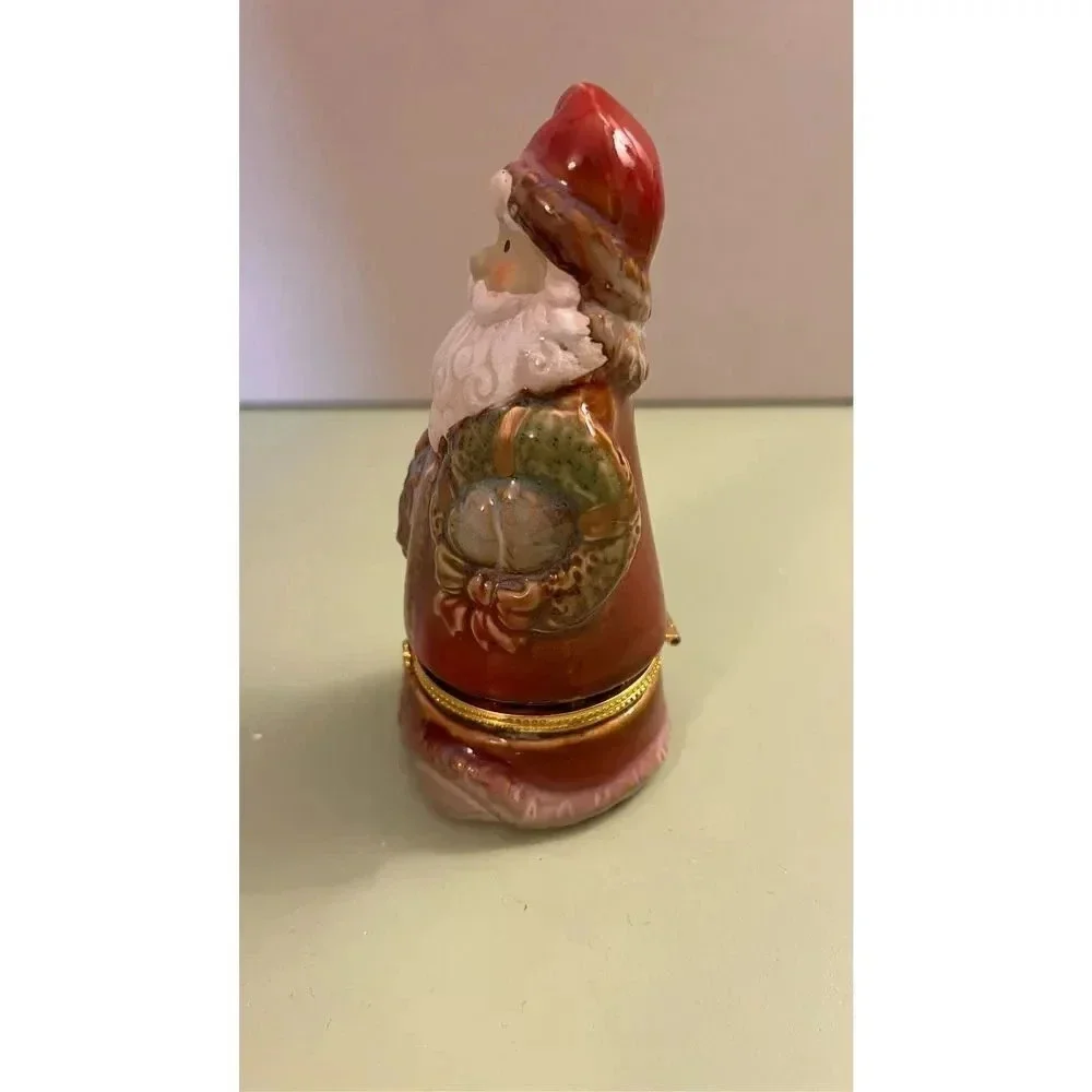 Old World Santa‎ Clause Porcelain Hinged Trinket Box Christmas Holidays